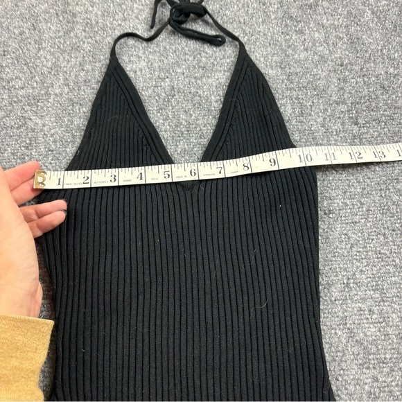 ABERCROMBIE & FITCH Women’s Black Ribbed Halter Top V-neck bodysuit size Small - Picture 6 of 8